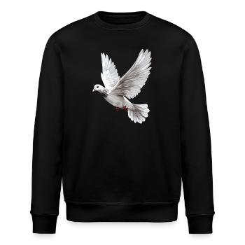 Taube Weiß Frieden Peace Ringeltaube Weiße Tauben - Stanley/Stella Unisex Bio-Sweatshirt ROLLER - Schwarz - Vorne - Nik (191cm)