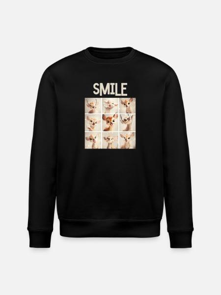 Niedliche Rehkitz-Gesichter Collage - Fotobox - Stanley/Stella Unisex Bio-Sweatshirt ROLLER - Schwarz