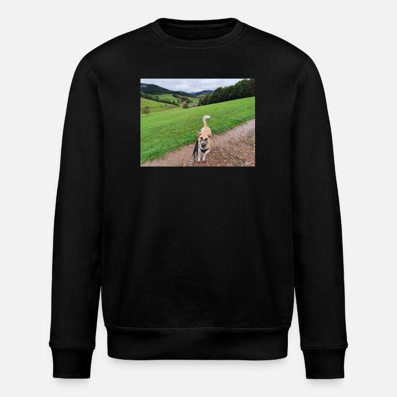 Awesome view with dog - Stanley/Stella ROLLER Unisex Organic Sweatshirt - black