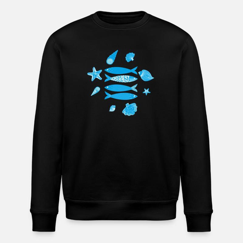 Unterwasserwelt Meeresfisch Muster - Stanley/Stella Unisex Bio-Sweatshirt ROLLER - Schwarz