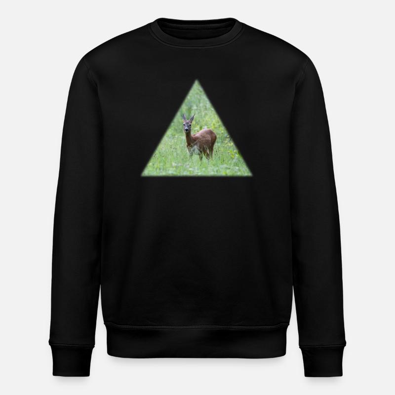 Cerf dans les hautes herbes - Sweat bio ROLLER Stanley/Stella Unisexe - noir