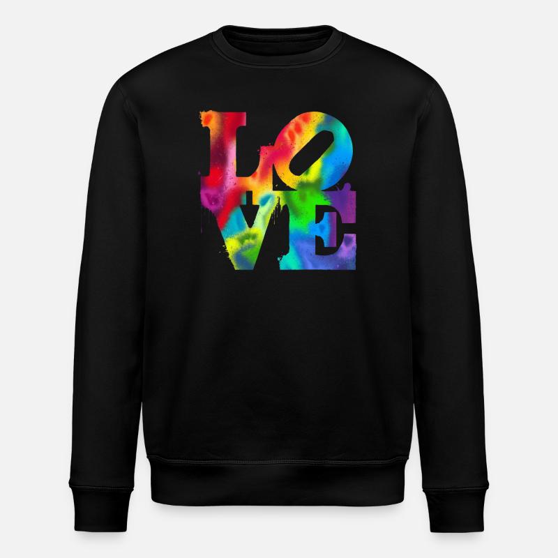 Rainbow Graffiti LOVE Burst - Stanley/Stella ROLLER Unisex Organic Sweatshirt - black