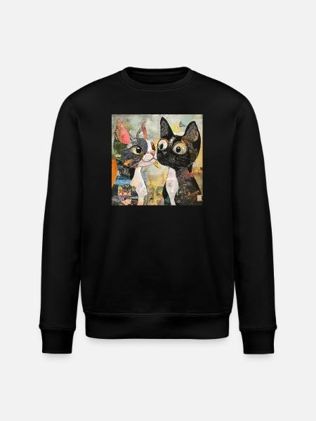 cat cats cat collage - Stanley/Stella ROLLER Unisex Organic Sweatshirt - black
