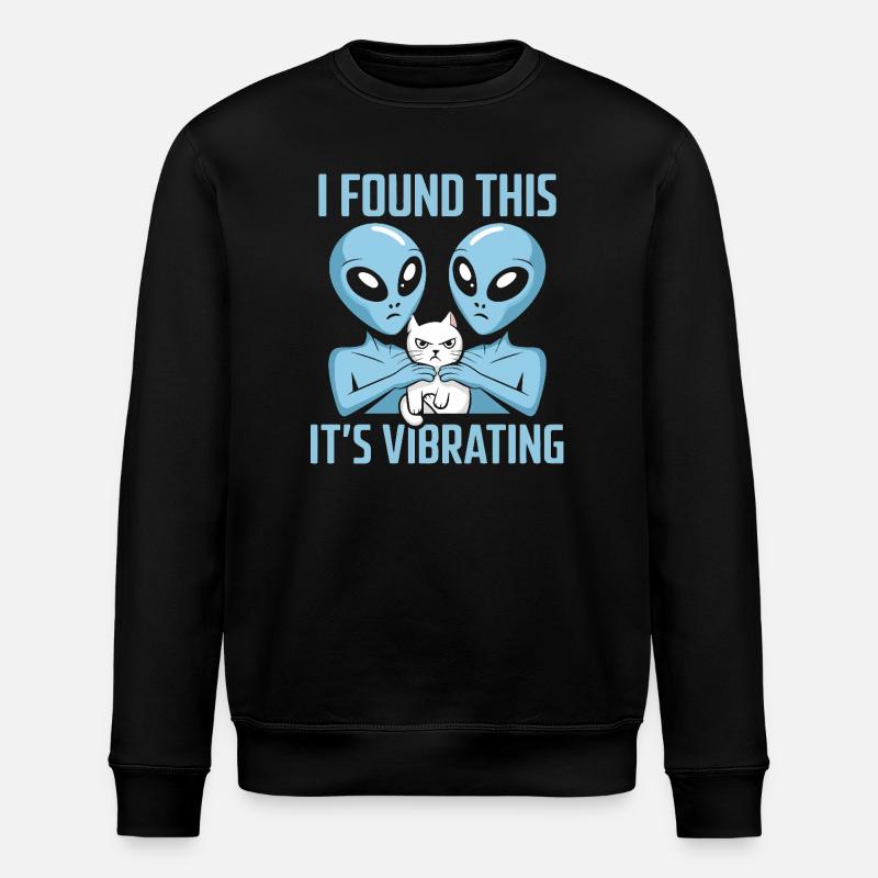 Außerirdische Katze Entdeckung - Stanley/Stella Unisex Bio-Sweatshirt ROLLER - Schwarz