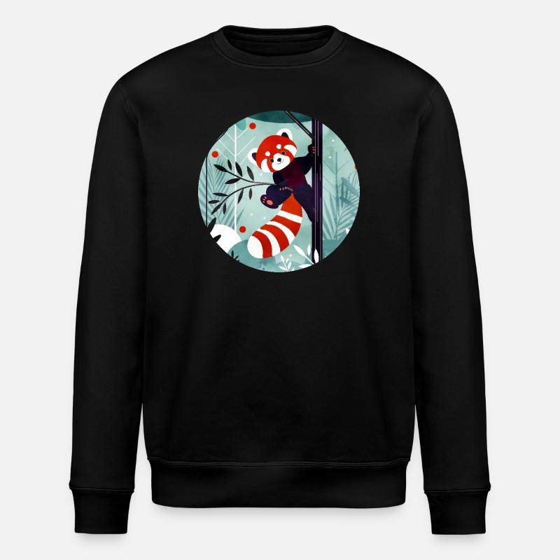 Fröhlicher Roter Panda im Dschungel - Stanley/Stella Unisex Bio-Sweatshirt ROLLER - Schwarz