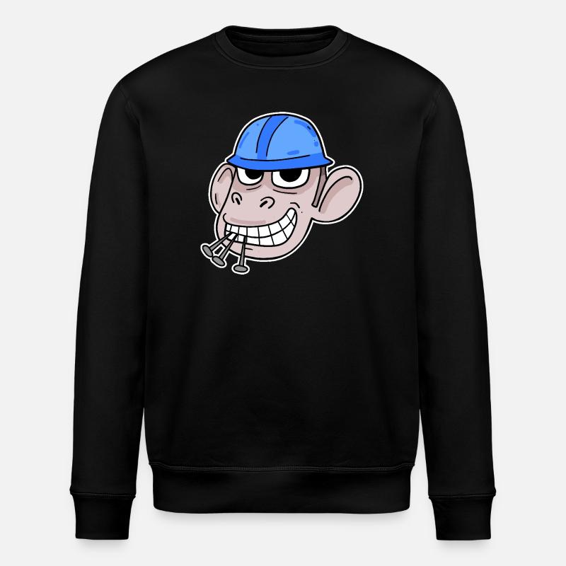 Affe Baustelle Bauarbeiter - Stanley/Stella Unisex Bio-Sweatshirt ROLLER - Schwarz