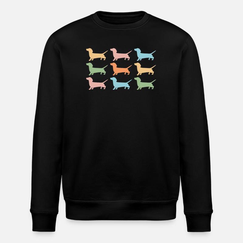Bunte Dackel Silhouetten - Stanley/Stella Unisex Bio-Sweatshirt ROLLER - Schwarz