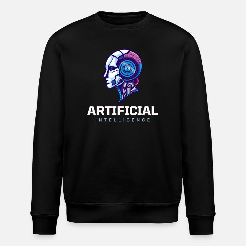 Neon AI Head Robot Vision - Stanley/Stella ROLLER Unisex Organic Sweatshirt - black