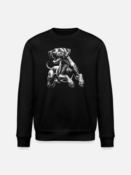 Cheerful Rhodesian Ridgeback in Drawing Style - Stanley/Stella ROLLER Unisex Organic Sweatshirt - black