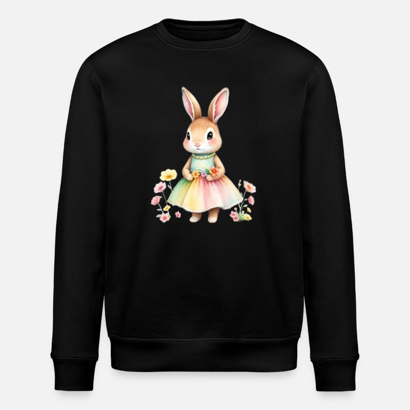 Lapin pastel en robe arc-en-ciel - Sweat bio ROLLER Stanley/Stella Unisexe - noir