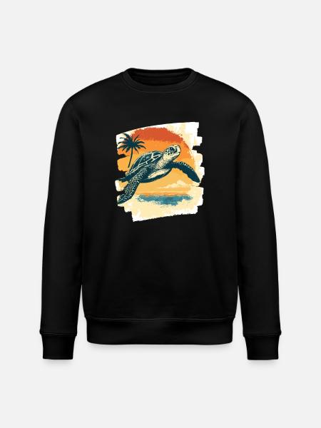 Sea Turtle Retro - Stanley/Stella ROLLER Unisex Organic Sweatshirt - black