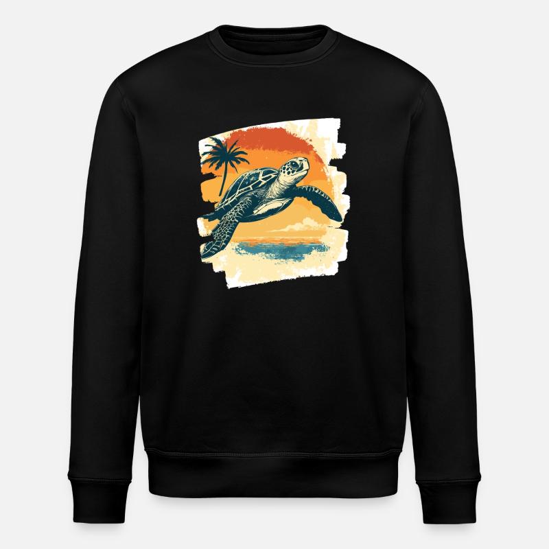 Sea Turtle Retro - Stanley/Stella ROLLER Unisex Organic Sweatshirt - black