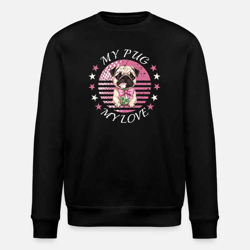 Mops Hund - Stanley/Stella Unisex Bio-Sweatshirt ROLLER - Schwarz