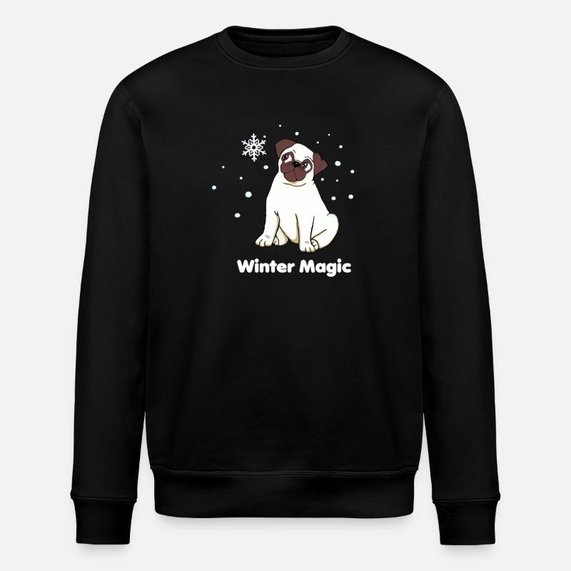 Winter Magic Pug - Stanley/Stella ROLLER Unisex Organic Sweatshirt - black
