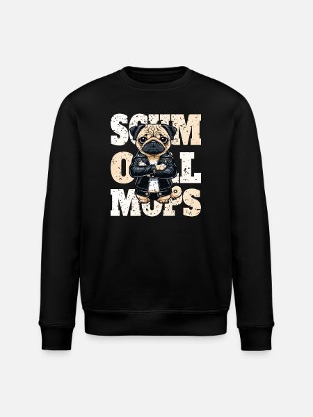 Pouty pug - Stanley/Stella ROLLER Unisex Organic Sweatshirt - black