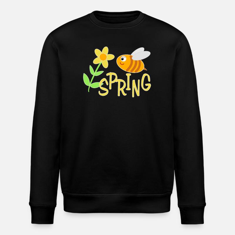 Fröhliche Bienchen mit Blumenmotiv - Stanley/Stella Unisex Bio-Sweatshirt ROLLER - Schwarz
