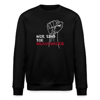 Wir sind die Brandmauer - Stanley/Stella Unisex Bio-Sweatshirt ROLLER - Schwarz - Vorne - Nik (191cm)