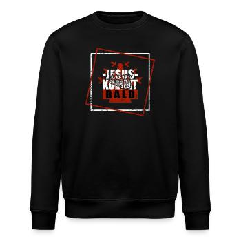 Jesus kommt bald - Stanley/Stella Unisex Bio-Sweatshirt ROLLER - Schwarz - Vorne - Nik (191cm)