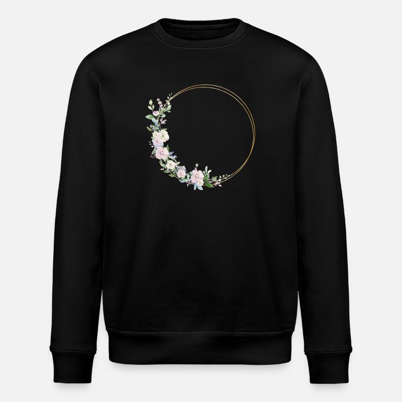 Spring Wreath - Personalizable - Stanley/Stella ROLLER Unisex Organic Sweatshirt - black