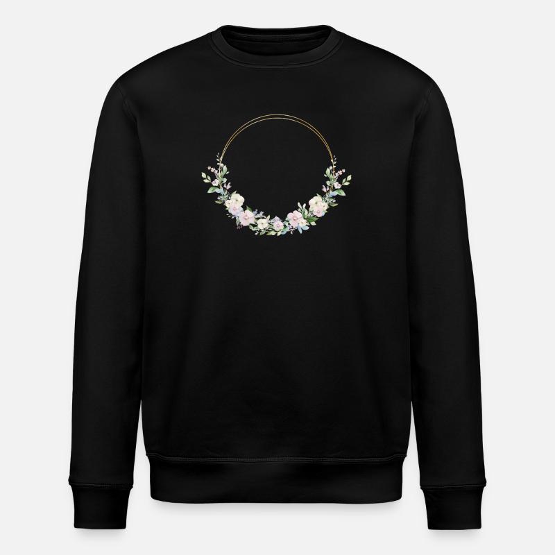 Spring Wreath - Personalizable - Stanley/Stella ROLLER Unisex Organic Sweatshirt - black