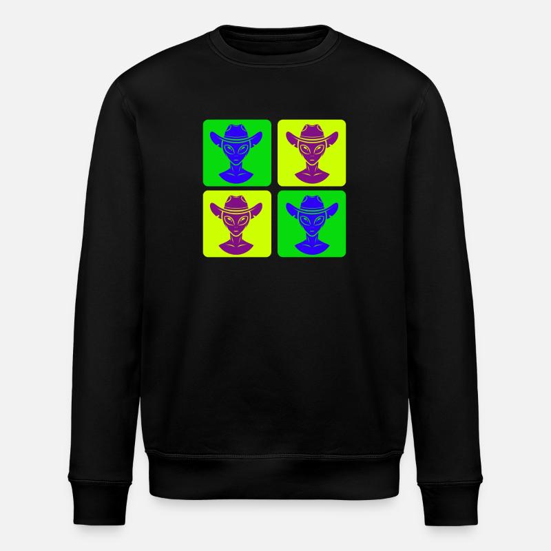 Alien Cowboy Pop Art Design - Stanley/Stella ROLLER Unisex Organic Sweatshirt - black