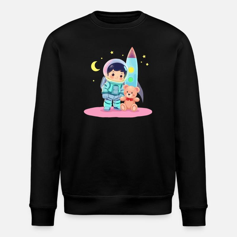 Astronaut with teddy bear - Stanley/Stella ROLLER Unisex Organic Sweatshirt - black