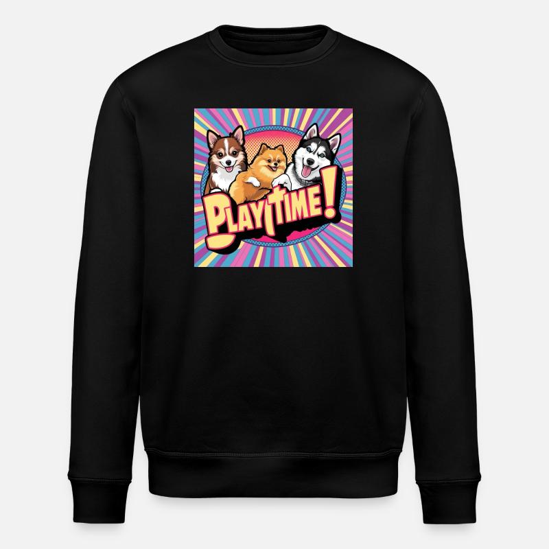 Comic Dogs - Playtime - Stanley/Stella Unisex Bio-Sweatshirt ROLLER - Schwarz