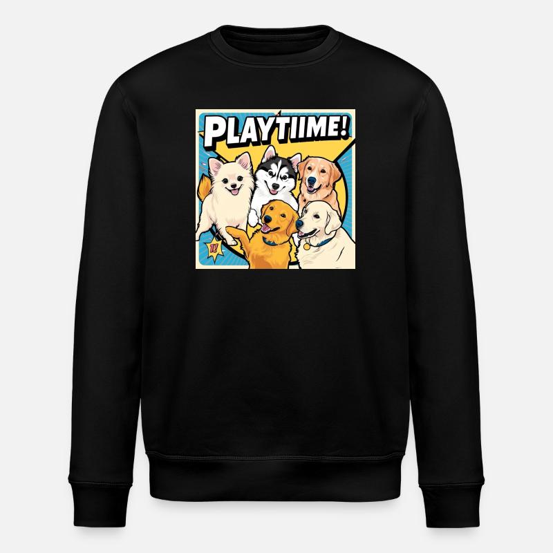 Comic Dogs - Playtime - Stanley/Stella Unisex Bio-Sweatshirt ROLLER - Schwarz