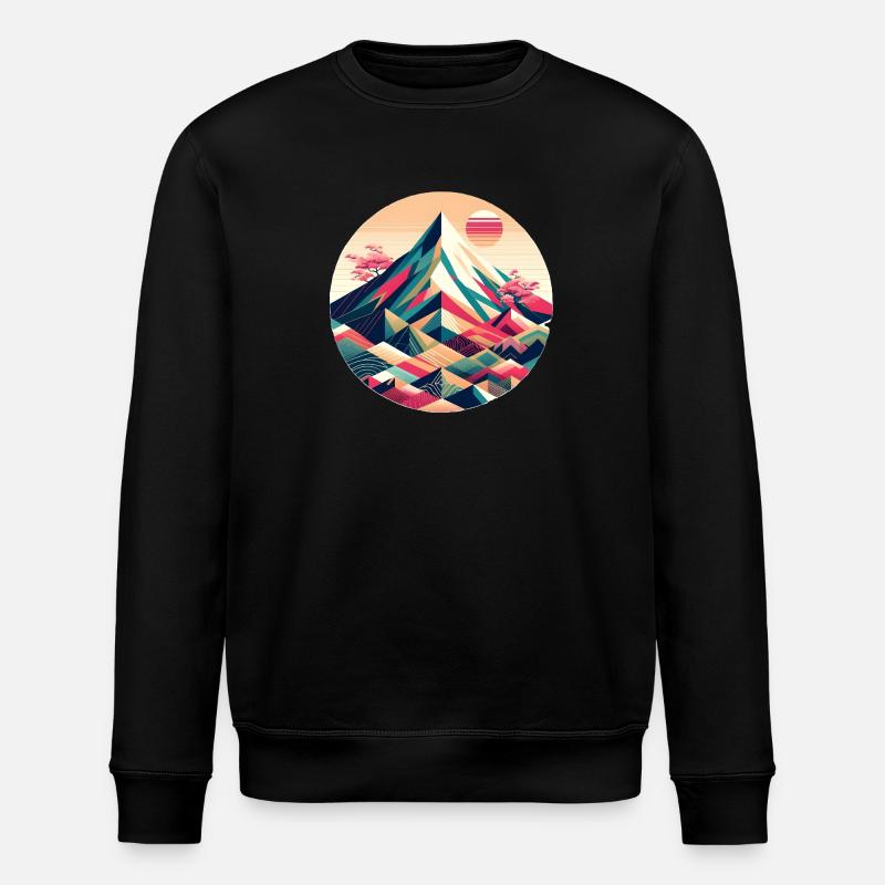 Geometric Mount Fuji - Stanley/Stella Unisex Bio-Sweatshirt ROLLER - Schwarz