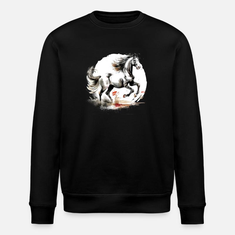 Chinesisches Sternzeichen Pferd - Stanley/Stella Unisex Bio-Sweatshirt ROLLER - Schwarz