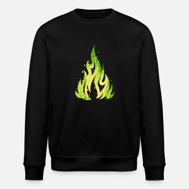Verdant Flame Watercolor Fire - Stanley/Stella ROLLER Unisex Organic Sweatshirt - black