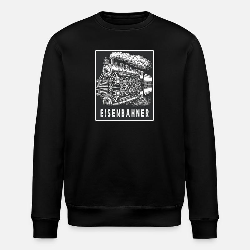 Dampflok Eisenbahner Retro - Stanley/Stella Unisex Bio-Sweatshirt ROLLER - Schwarz
