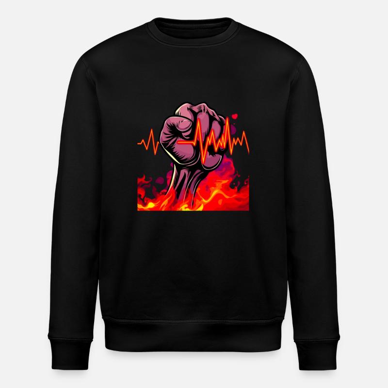 Starke Faust mit feurigen Herzschlag - Stanley/Stella Unisex Bio-Sweatshirt ROLLER - Schwarz