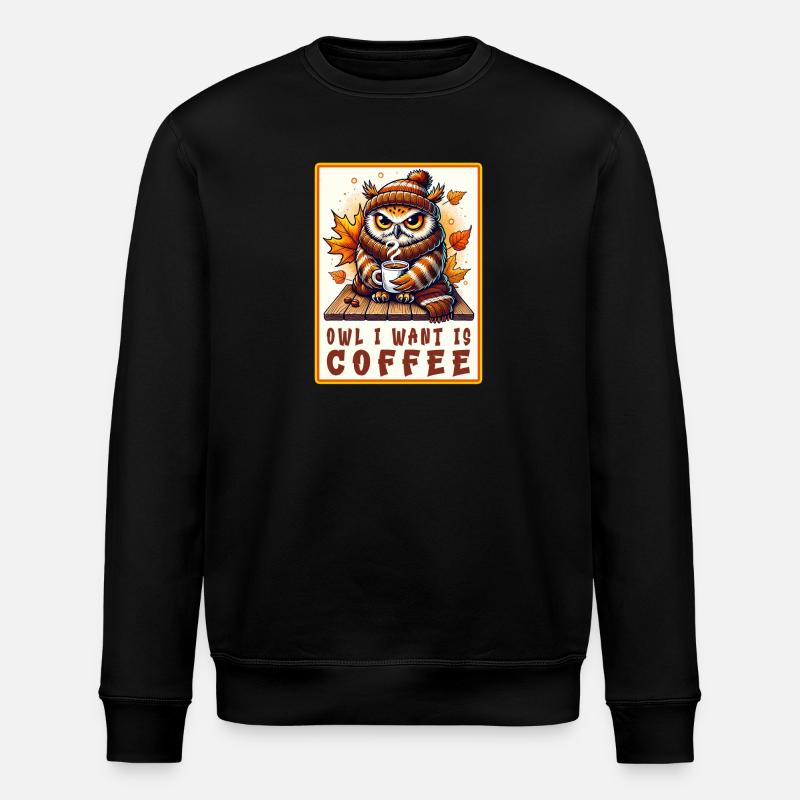 Owls Coffee Desgin - Stanley/Stella ROLLER Unisex Organic Sweatshirt - black