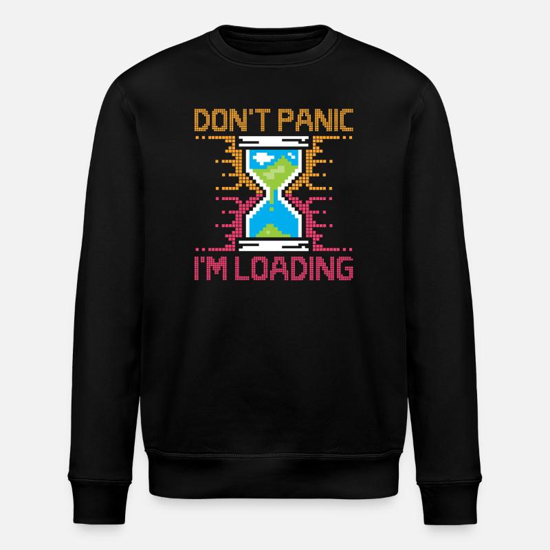 Don't Panic – Pixel Loading Hourglass - Stanley/Stella ROLLER Unisex Organic Sweatshirt - black