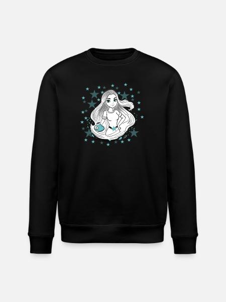 Stjernetegn Vandmanden Kvinde Pige - Stanley/Stella økologisk unisex-sweatshirt ROLLER - sort