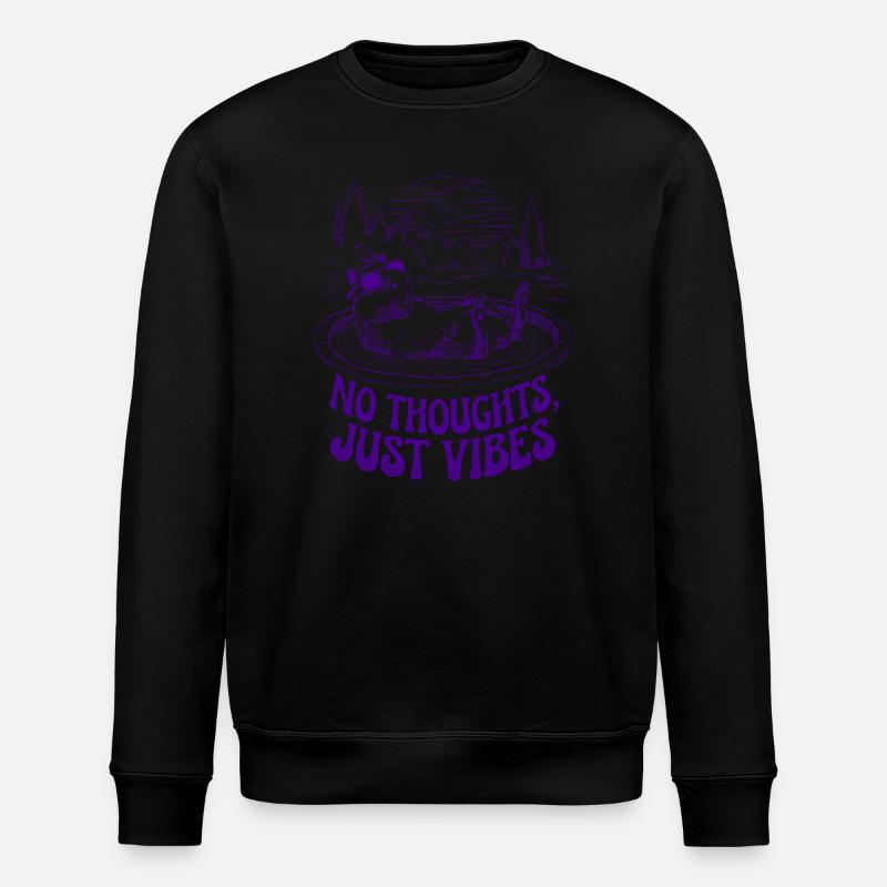 No Thoughts Just Vibes Chill Capybara - Stanley/Stella ROLLER Unisex Organic Sweatshirt - black