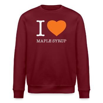 I LOVE MAPLE SYRUP - Stanley/Stella ROLLER Unisex Organic Sweatshirt - burgundy - Front - Nik (191cm)