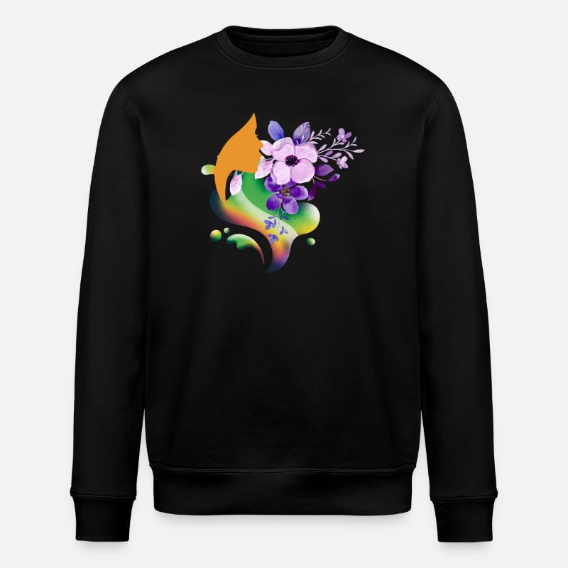 Blumenregenbogen-Silhouette - Stanley/Stella Unisex Bio-Sweatshirt ROLLER - Schwarz