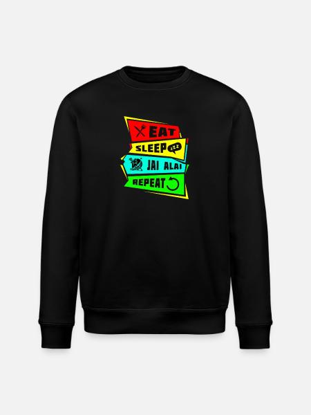 Eat Sleep Jai Alai Repeat - Stanley/Stella ROLLER Unisex Organic Sweatshirt - black