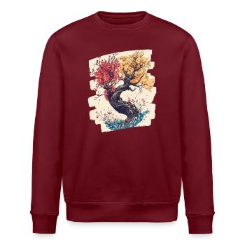 Frühling Frühlingsanfang Blume Blumen - Stanley/Stella Unisex Bio-Sweatshirt ROLLER - Burgunderrot - Vorne - Nik (191cm)