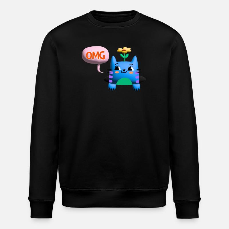 OMG Cat cute 3d bubble - Stanley/Stella ROLLER Unisex Organic Sweatshirt - black