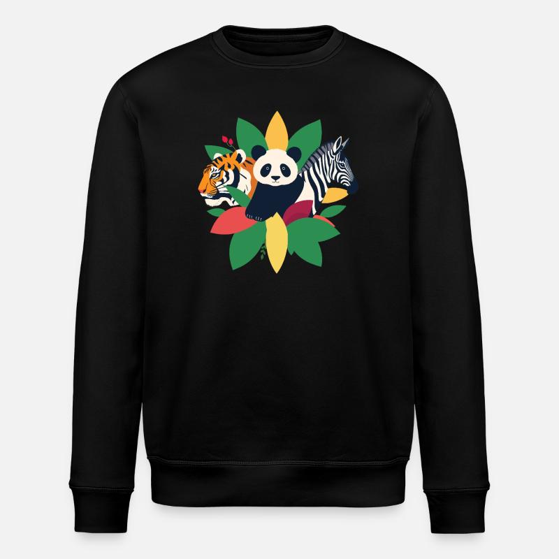 Tiger Panda Zebra - Stanley/Stella ROLLER Unisex Organic Sweatshirt - black