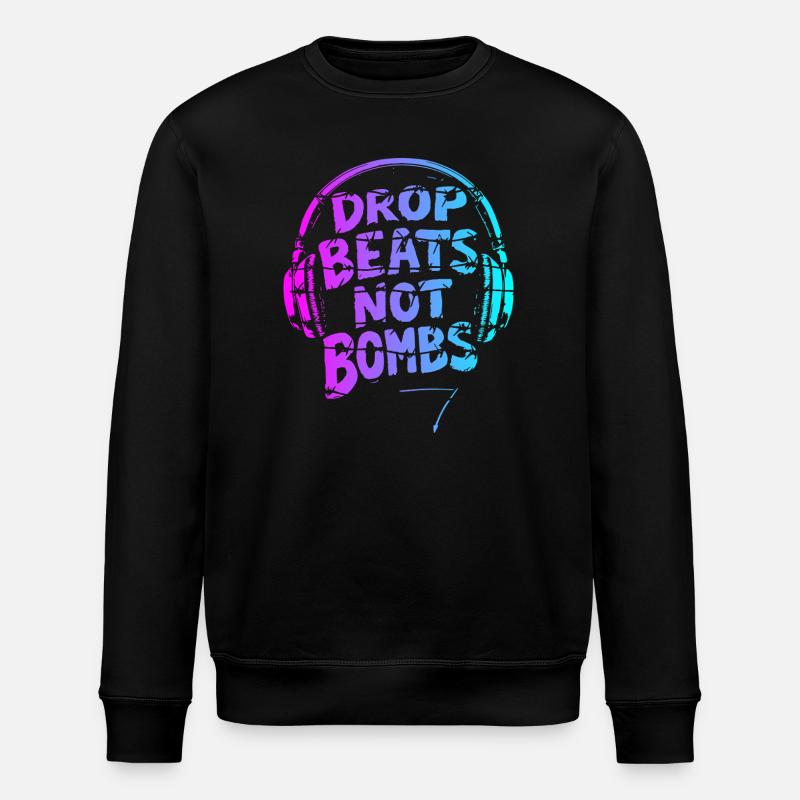 Drop Beats Not Bombs pink cyan - Stanley/Stella Unisex Bio-Sweatshirt ROLLER - Schwarz