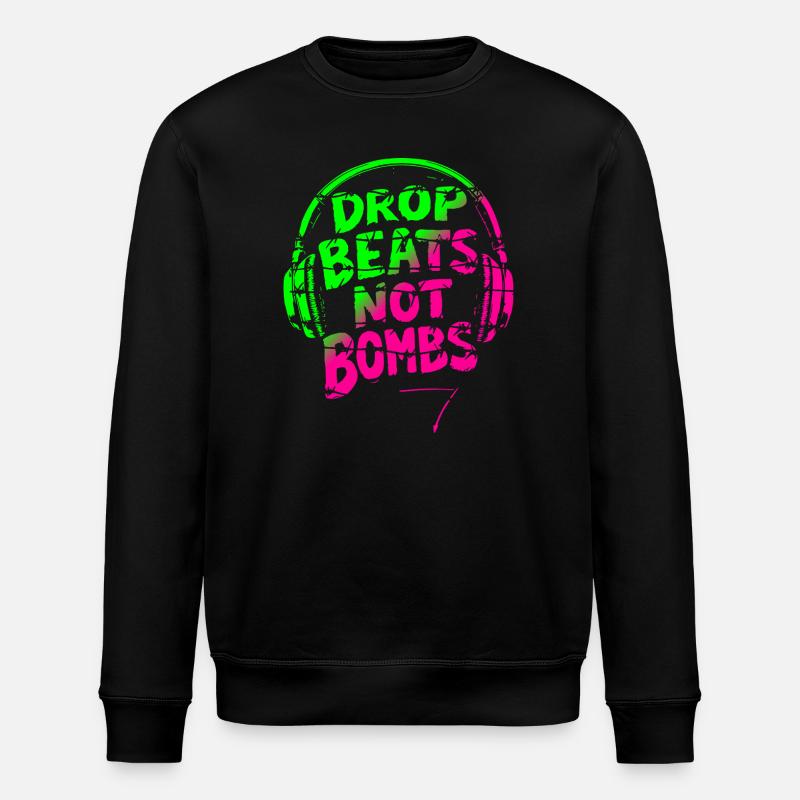 Drop Beats Not Bombs vert rose - Sweat bio ROLLER Stanley/Stella Unisexe - noir