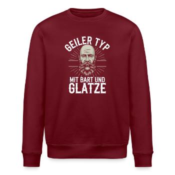 guy with beard & bald head beard wearer - Stanley/Stella ROLLER Unisex Organic Sweatshirt - burgundy - Front - Nik (191cm)