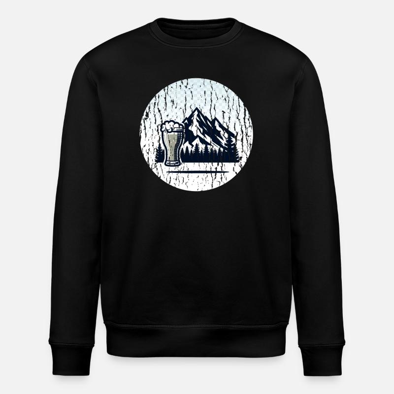 Mountain landscape with beer glass - Stanley/Stella ROLLER Unisex Organic Sweatshirt - black