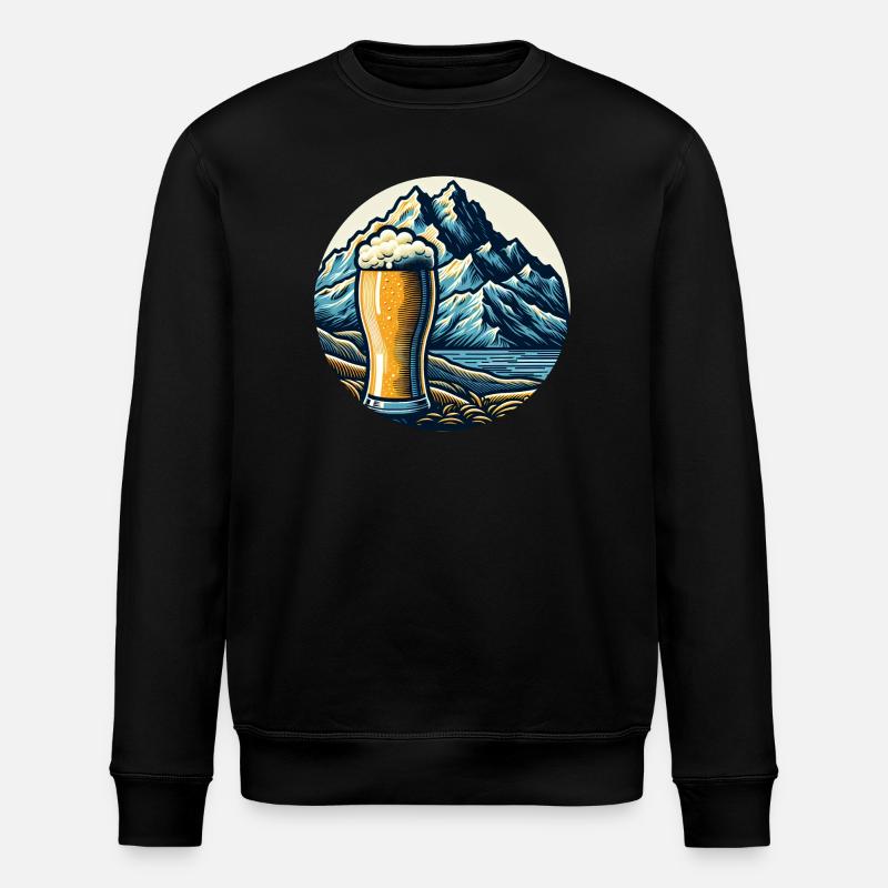 Mountain Beer Landscape Illustration - Stanley/Stella ROLLER Unisex Organic Sweatshirt - black