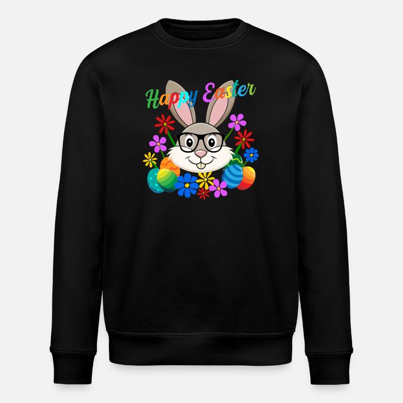 Frohe Ostern Osterhase - Stanley/Stella Unisex Bio-Sweatshirt ROLLER - Schwarz