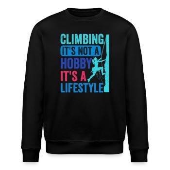 Klettern - es ist kein Hobby. Es ist ein Lebensstil - Stanley/Stella Unisex Bio-Sweatshirt ROLLER - Schwarz - Vorne - Nik (191cm)
